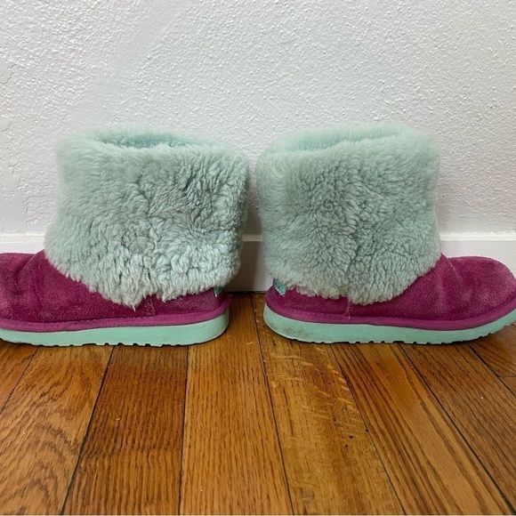 UGG Elle Kids Sheepskin Boots Pink/Blue Size 13 - Picture 3 of 7